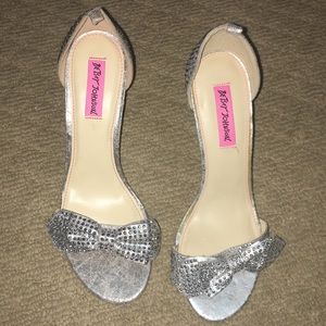 Betsey Johnson Silver Shimmer Wedges